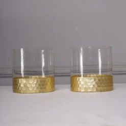 2 Pack - Glass Cylinder Vases With Gold Honeycomb Base - Glass Candle Holder Set -Home Decor Promotional Store VASE A26 6 GOLD D08.progressive 555fb2f2 d41d 42df a22a 093754dd368e
