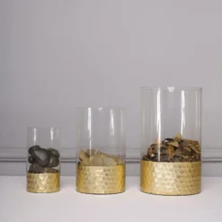 Set Of 3 - Glass Cylinder Vases With Gold Honeycomb Base - Glass Candle Holders - 6", 8", 10" 22 Set Of 3 - Glass Cylinder Vases With Gold Honeycomb Base - Glass Candle Holders - 6", 8", 10" -Home Decor Promotional Store VASE A26 SET01 GOLD D07.progressive f5314e1c d01d 43fd 84d3 a46aa59d8801