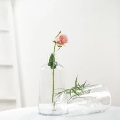2 Pack - 12" Tapered Neck Clear Glass Flower Bud Vase Centerpieces