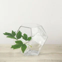 2 Pack Clear Geometric Glass Flower Vases, Table Top Prism Terrariums Vases -Home Decor Promotional Store VASE A30 PARENT 3