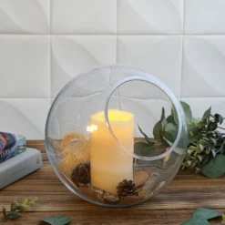 Clear Slant Cut Round Sphere Vase, Hobnail Glass Bubble Vase, Table Top Candle Holder -Home Decor Promotional Store VASE A34 9 D16.progressive f5bb1c2d 18e2 4431 8a3e 3c0482694215