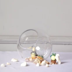 Clear Slant Cut Round Sphere Vase, Hobnail Glass Bubble Vase, Table Top Candle Holder -Home Decor Promotional Store VASE A34 PARENT 2