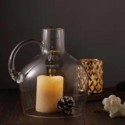 Heavy Duty Clear Glass Vases Candle Holder Centerpiece, Cloche Jar Dome With Wooden Base 10" -Home Decor Promotional Store VASE A35 10 D17 min