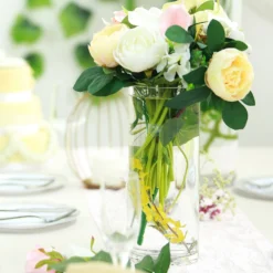 6 Pack | Round Heavy Duty Clear Cylinder Glass Vases, Tall Flower Vase -Home Decor Promotional Store VASE A3 14 02