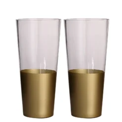 2 Pack | 12" Clear / Gold Cylinder Bud Vases, Glass Vase Flower Centerpieces -Home Decor Promotional Store VASE A40 12 GOLD 99