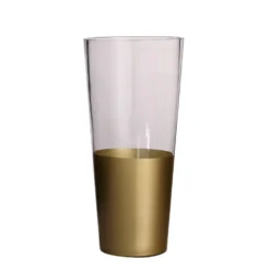 2 Pack | 12" Clear / Gold Cylinder Bud Vases, Glass Vase Flower Centerpieces -Home Decor Promotional Store VASE A40 12 GOLD D02