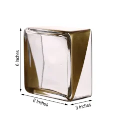2 Pack Gold Dipped Square Glass Vases, Votive Candle Holders 6" -Home Decor Promotional Store VASE A41 6 GOLD 98 01