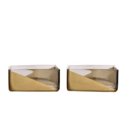 2 Pack Gold Dipped Square Glass Vases, Votive Candle Holders 6" -Home Decor Promotional Store VASE A41 6 GOLD 99