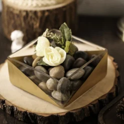 2 Pack Gold Dipped Square Glass Vases, Votive Candle Holders 6" -Home Decor Promotional Store VASE A41 6 GOLD D010