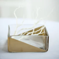 2 Pack Gold Dipped Square Glass Vases, Votive Candle Holders 6" -Home Decor Promotional Store VASE A41 6 GOLD D06