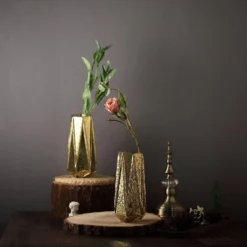 2 Pack | Gold Geometric Mercury Glass Vase Flower Centerpieces