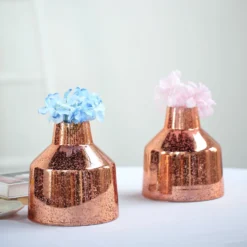 2 Pack | Rose Gold Vessel Shaped Mercury Glass Vase Flower Centerpieces 20 2 Pack | Rose Gold Vessel Shaped Mercury Glass Vase Flower Centerpieces -Home Decor Promotional Store VASE A60 8 054 01