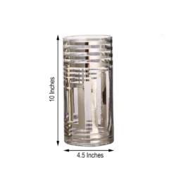 2 Pack | Striped Cylinder Glass Vase Flower Centerpieces -Home Decor Promotional Store VASE A61 10 GOLD 98
