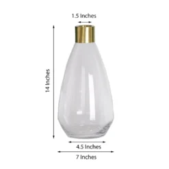 Pack Of 2 - Clear Glass Flower Vase With Gold Metal Top, Decorative Glass Jars -Home Decor Promotional Store VASE A62 14 98 265f8f3d c088 4b54 b685 c07150e278ce