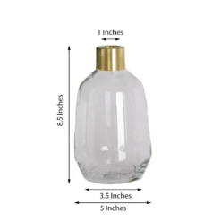 Pack Of 2 - Clear Glass Flower Vase With Gold Metal Top, Decorative Glass Jars -Home Decor Promotional Store VASE A62 9 98