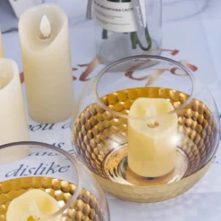 2 Pack Gold Honeycomb Glass Bubble Vase, Candle Holders Table Centerpiece 4.5" -Home Decor Promotional Store VASE A69 GOLD D13