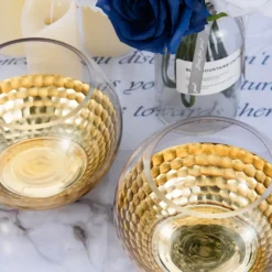 2 Pack Gold Honeycomb Glass Bubble Vase, Candle Holders Table Centerpiece 4.5" -Home Decor Promotional Store VASE A69 GOLD D16