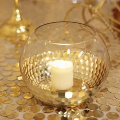 2 Pack Gold Honeycomb Glass Bubble Vase, Candle Holders Table Centerpiece 4.5" -Home Decor Promotional Store VASE A69 GOLD D22