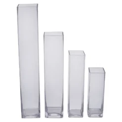 6 Pack | Heavy Duty Square Glass Cylinder Vases, Clear Glass Flower Vase -Home Decor Promotional Store VASE A6 10 D01