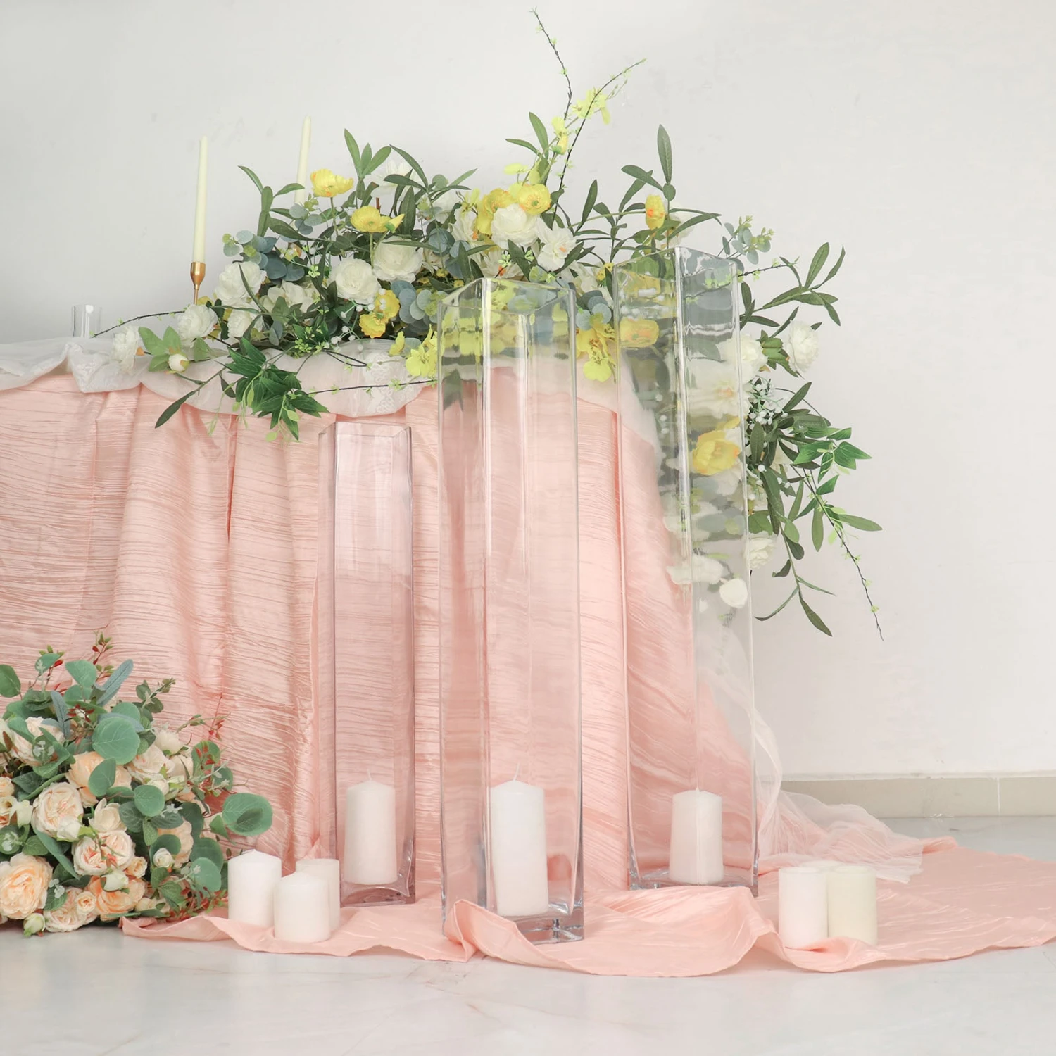 2 Pack | Heavy Duty Square Glass Cylinder Vases, Clear Glass Flower Vase 5 2 Pack | Heavy Duty Square Glass Cylinder Vases, Clear Glass Flower Vase - Image 5