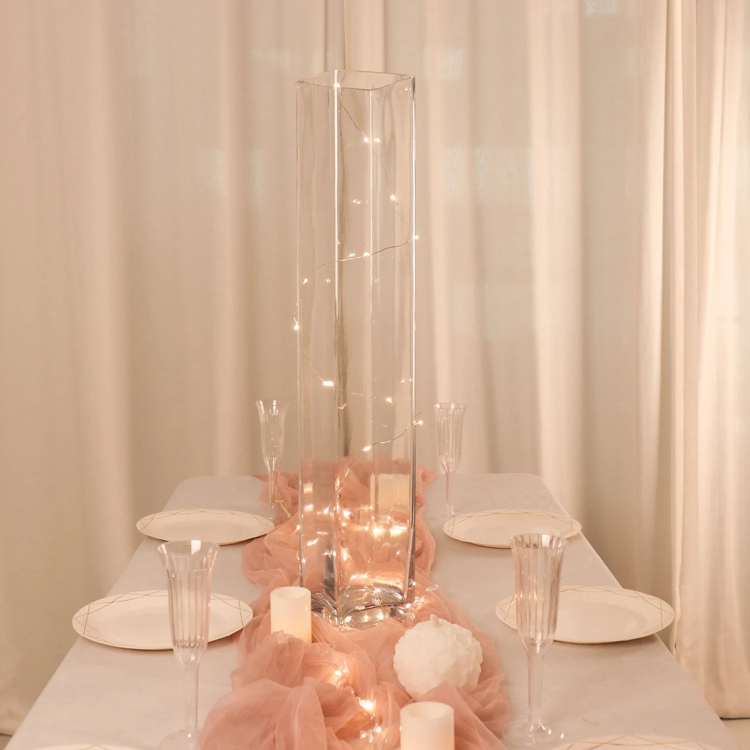 2 Pack | Heavy Duty Square Glass Cylinder Vases, Clear Glass Flower Vase 4 2 Pack | Heavy Duty Square Glass Cylinder Vases, Clear Glass Flower Vase - Image 4