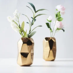 2 Pack Metallic Gold Modern Geometric Cylinder Ceramic Vases 6" -Home Decor Promotional Store VASE A70 GOLD 01.progressive a31c8f88 ec3d 4c75 886f 67885d649d46