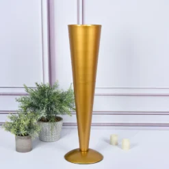 Tall Brushed Gold Metal Trumpet Flower Vase Table Centerpiece 36 Tall Brushed Gold Metal Trumpet Flower Vase Table Centerpiece -Home Decor Promotional Store VASE A71 24 GOLD D04