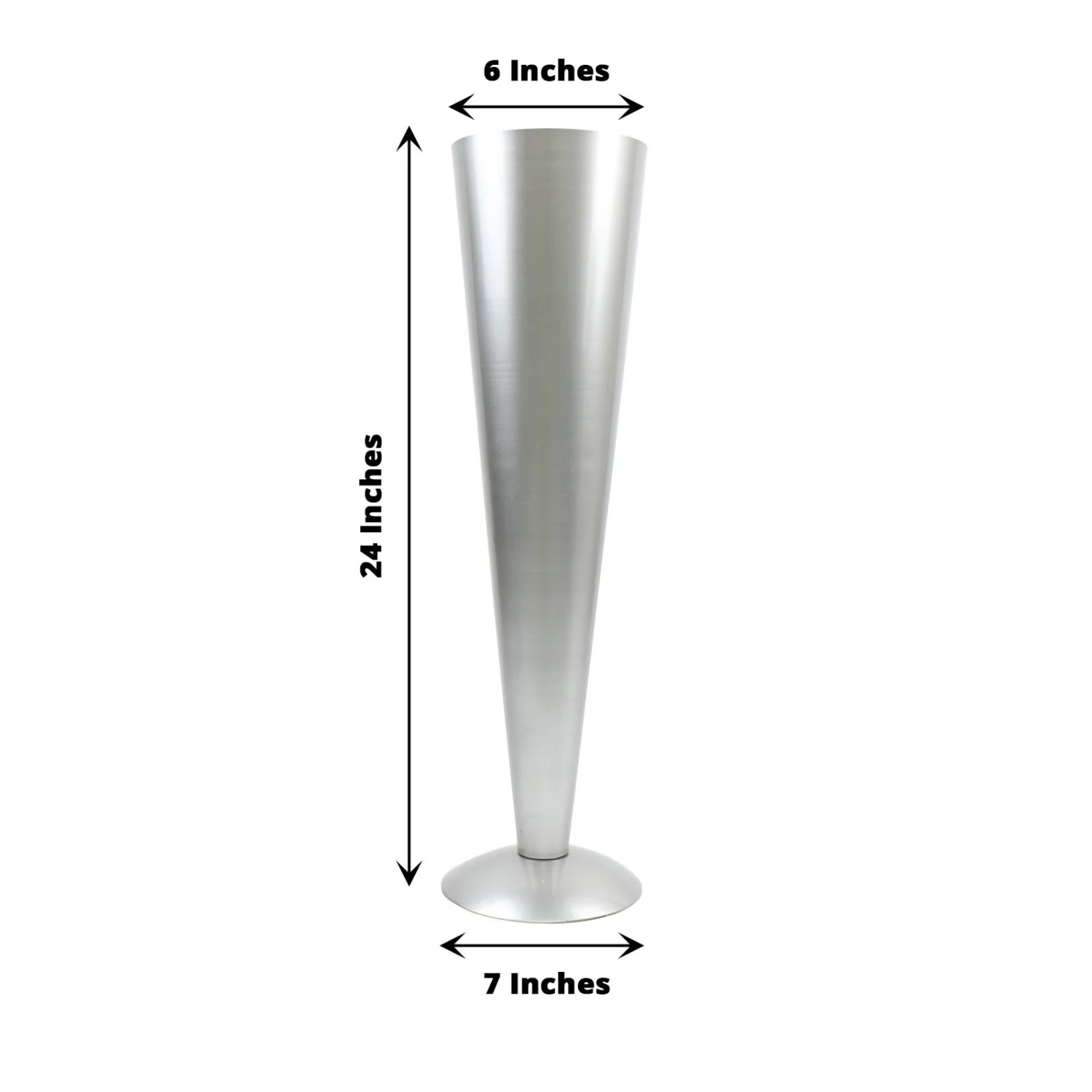 Tall Brushed Silver Metal Trumpet Flower Vase Centerpiece 11 Tall Brushed Silver Metal Trumpet Flower Vase Centerpiece - Image 11