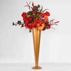 Tall Brushed Gold Metal Trumpet Flower Vase Table Centerpiece 38 Tall Brushed Gold Metal Trumpet Flower Vase Table Centerpiece -Home Decor Promotional Store VASE A71 28 GOLD D08