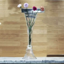 Set Of 2 | Tall Clear Reversible Clarinet Glass Trumpet Vases -Home Decor Promotional Store VASE A72 28 CLR D08.progressive 87482115 33b6 4057 bd5c 0d6e35d7f66e