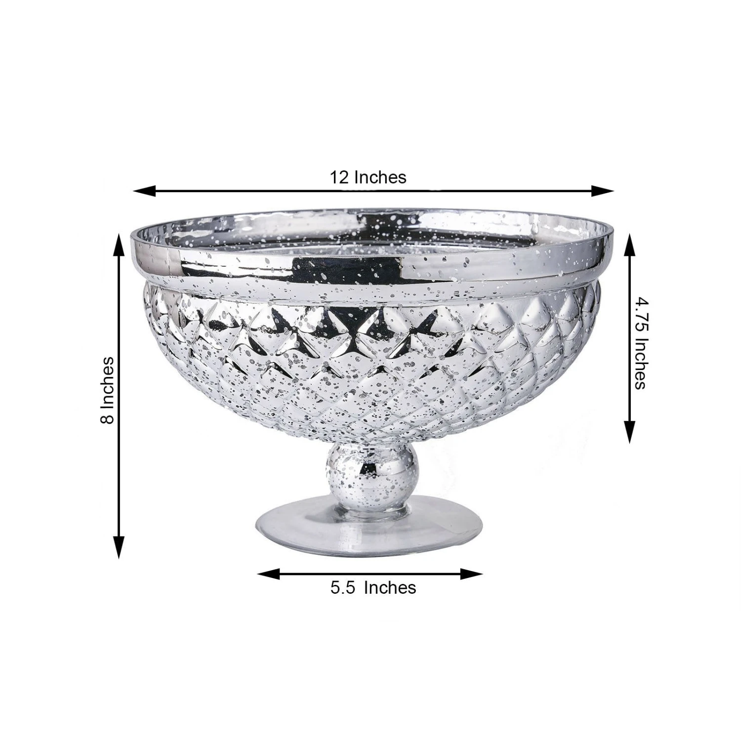Silver Mercury Glass Compote Vase, Pedestal Bowl Centerpiece 18 Silver Mercury Glass Compote Vase, Pedestal Bowl Centerpiece - Image 18
