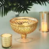 Gold Mercury Glass Compote Vase, Pedestal Bowl Centerpiece