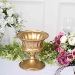 2 Pack Gold Metal Roman Style Flower Table Pedestal Vase, Antique Mini Compote Vase 6" 15 2 Pack Gold Metal Roman Style Flower Table Pedestal Vase, Antique Mini Compote Vase 6" -Home Decor Promotional Store VASE PB002 6 GOLD D01