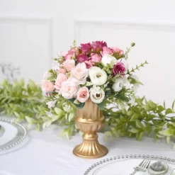 2 Pack Gold Metal Trumpet Style Flower Table Pedestal Vase, Antique Mini Compote Vase 6" 16 2 Pack Gold Metal Trumpet Style Flower Table Pedestal Vase, Antique Mini Compote Vase 6" -Home Decor Promotional Store VASE PB003 5 GOLD D03