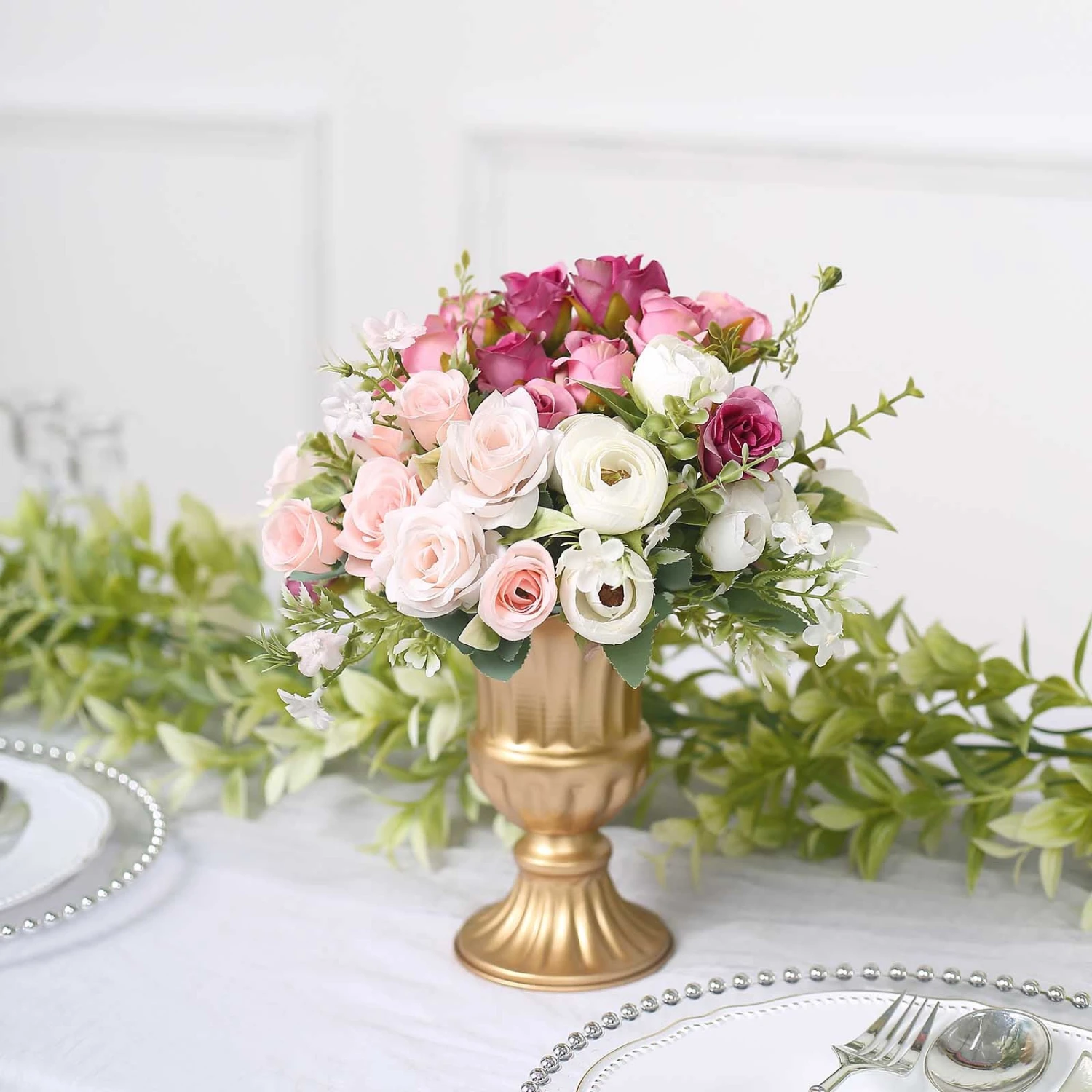 2 Pack Gold Metal Trumpet Style Flower Table Pedestal Vase, Antique Mini Compote Vase 6" 5 2 Pack Gold Metal Trumpet Style Flower Table Pedestal Vase, Antique Mini Compote Vase 6" - Image 5