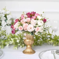 2 Pack Gold Metal Trumpet Style Flower Table Pedestal Vase, Antique Mini Compote Vase 6" 18 2 Pack Gold Metal Trumpet Style Flower Table Pedestal Vase, Antique Mini Compote Vase 6" -Home Decor Promotional Store VASE PB003 5 GOLD D04