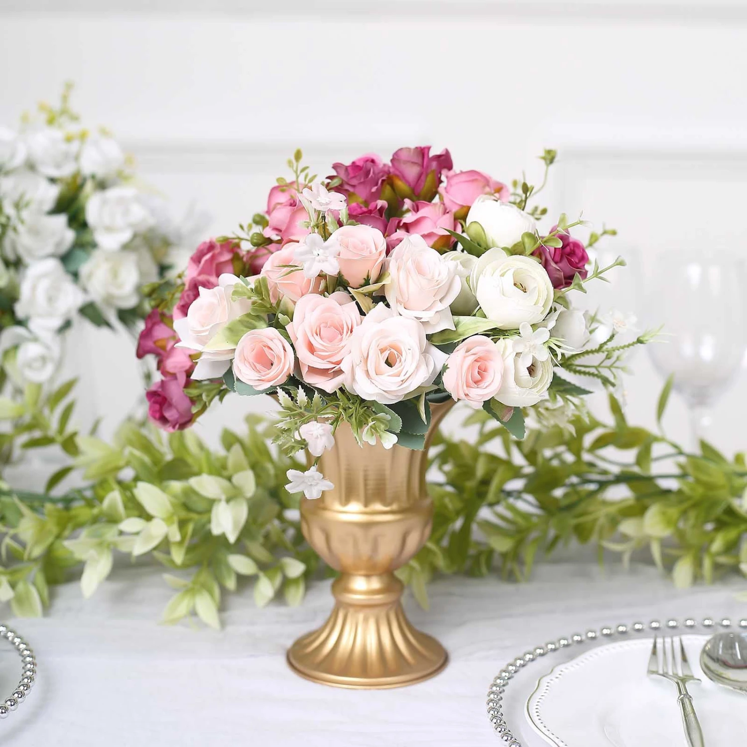 2 Pack Gold Metal Trumpet Style Flower Table Pedestal Vase, Antique Mini Compote Vase 6" 7 2 Pack Gold Metal Trumpet Style Flower Table Pedestal Vase, Antique Mini Compote Vase 6" - Image 7