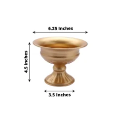 2 Pack Gold Metal Wine Goblet Style Flower Table Pedestal Vase, Antique Mini Compote Vase 4" -Home Decor Promotional Store VASE PB004 6 GOLD 98