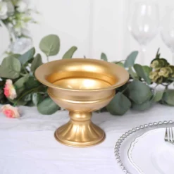 2 Pack Gold Metal Wine Goblet Style Flower Table Pedestal Vase, Antique Mini Compote Vase 4" -Home Decor Promotional Store VASE PB004 6 GOLD D01