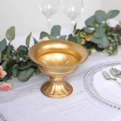 2 Pack Gold Metal Wine Goblet Style Flower Table Pedestal Vase, Antique Mini Compote Vase 4" -Home Decor Promotional Store VASE PB004 6 GOLD D05