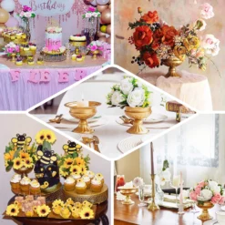 2 Pack Gold Metal Wine Goblet Style Flower Table Pedestal Vase, Antique Mini Compote Vase 4" -Home Decor Promotional Store VASE PB004 6 GOLD EBC2