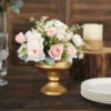 2 Pack Gold Metal Wine Goblet Style Flower Table Pedestal Vase, Antique Mini Compote Vase 4"