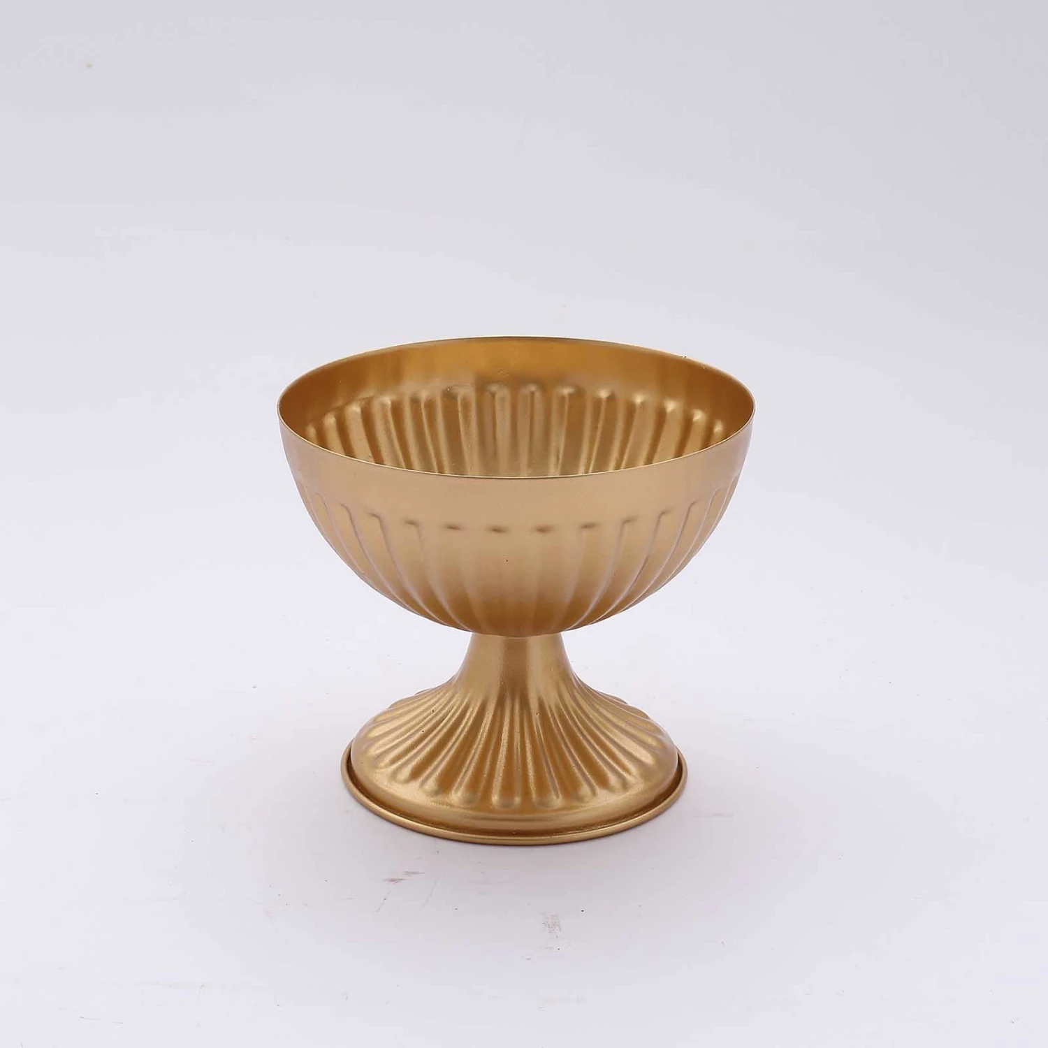 2 Pack Gold Metal Ribbed Bowl Style Flower Table Pedestal Vase, Antique Mini Compote Vase 4" 10 2 Pack Gold Metal Ribbed Bowl Style Flower Table Pedestal Vase, Antique Mini Compote Vase 4" - Image 10
