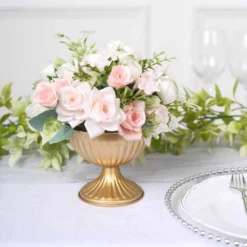 2 Pack Gold Metal Ribbed Bowl Style Flower Table Pedestal Vase, Antique Mini Compote Vase 4" 15 2 Pack Gold Metal Ribbed Bowl Style Flower Table Pedestal Vase, Antique Mini Compote Vase 4" -Home Decor Promotional Store VASE PB005 5 GOLD D04