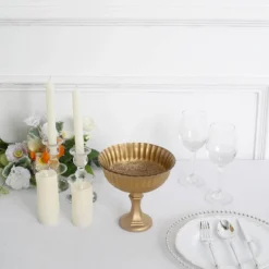 Gold Glass Roman Style Compote Floral Bowl Centerpiece, Antique Flower Table Pedestal Vase 7" -Home Decor Promotional Store VASE PB006 7 GOLD D05