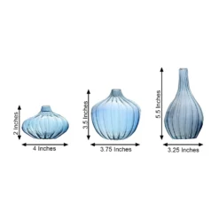 Set Of 3 | Glass Flower Bud Vases, Table Centerpiece Taper Candle Holders - Ribbed Design - Assorted Sizes -Home Decor Promotional Store VASE RND 001 SET BLUE 98.progressive 0fa765bb eff8 4b1c b92e 24207f1481e1
