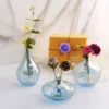 Set Of 3 | Glass Flower Bud Vases, Table Centerpiece Taper Candle Holders - Ribbed Design - Assorted Sizes