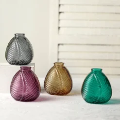 4 Pack Embossed Glass Bud Vases, Round Embossed Leaf Flower Vases 5" 20 4 Pack Embossed Glass Bud Vases, Round Embossed Leaf Flower Vases 5" -Home Decor Promotional Store VASE RND 005 MULTI 02.progressive 1c5e28cb 0e3a 4b58 9f0f 00e20c2796a0