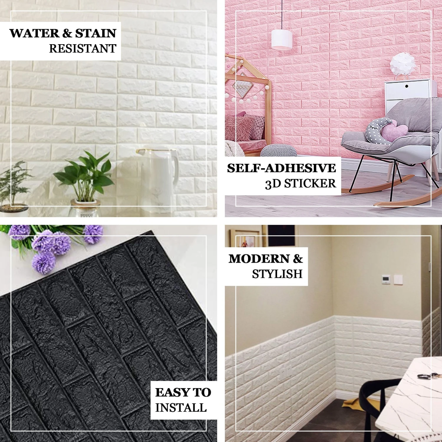 10 Pack Foam Brick Peel And Stick 3D Wall Tile Panels Covers 58sq.ft 2 10 Pack Foam Brick Peel And Stick 3D Wall Tile Panels Covers 58sq.ft - Image 2