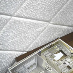 10 Pack 3D White Foam Self Adhesive Wall Panels - Alligator Skin Design 40 Sq Ft -Home Decor Promotional Store WLL FOAM03 WHT D06.progressive c8c71be5 6e1f 47cc 8acd 42d071fe0bab